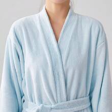 1pc Plush Robe, Shawl Collar Long Robe, Coral Fleece Bathrobe, Warm Fuzzy Robe For Adults Men Women, Hotel/Spa Use, All Season, Absorbent & Quick Dry, Loose Fit, Multiple Colors, Minimalist Design, Bathroom & Home Essentials