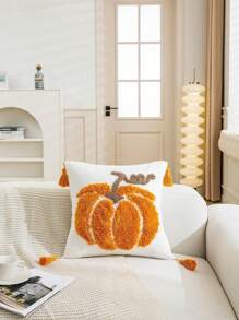 1pc/3pcs Set Pumpkin Pattern Plush Pillow Cover, Velvet Embroidered Cushion Cover, Daily Home Bedroom Headboard Sofa Car Outdoor Garden Household Decorative Pillowcase, Seasonless, Without Insert, 45*45cm