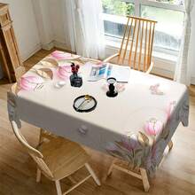 1/20pcs Simple Fresh White Floral Pattern Tablecloth, Fashion Theme, Outdoor Camping Rectangle Tablecloth, Perfect For Dinner, Picnic Essentials, Party Decorations, Dinner Gatherings And Home Decoration - Multicolor - View 13