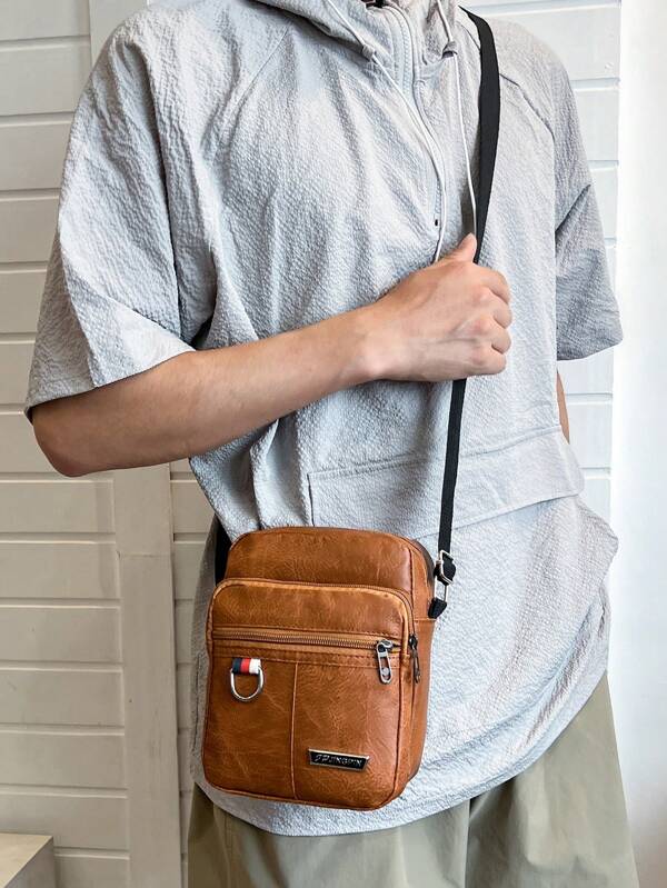 Vielseitiger Herren PU-Leder Umhängetasche, lässige Messenger Bag mit großer Kapazität Reise Umhängetasche für Handy