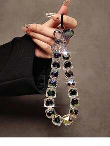 Black Hand Strap Wristlet Short Hanging Lanyard Phone Case Keychain Bag Pendant - Black - View 10