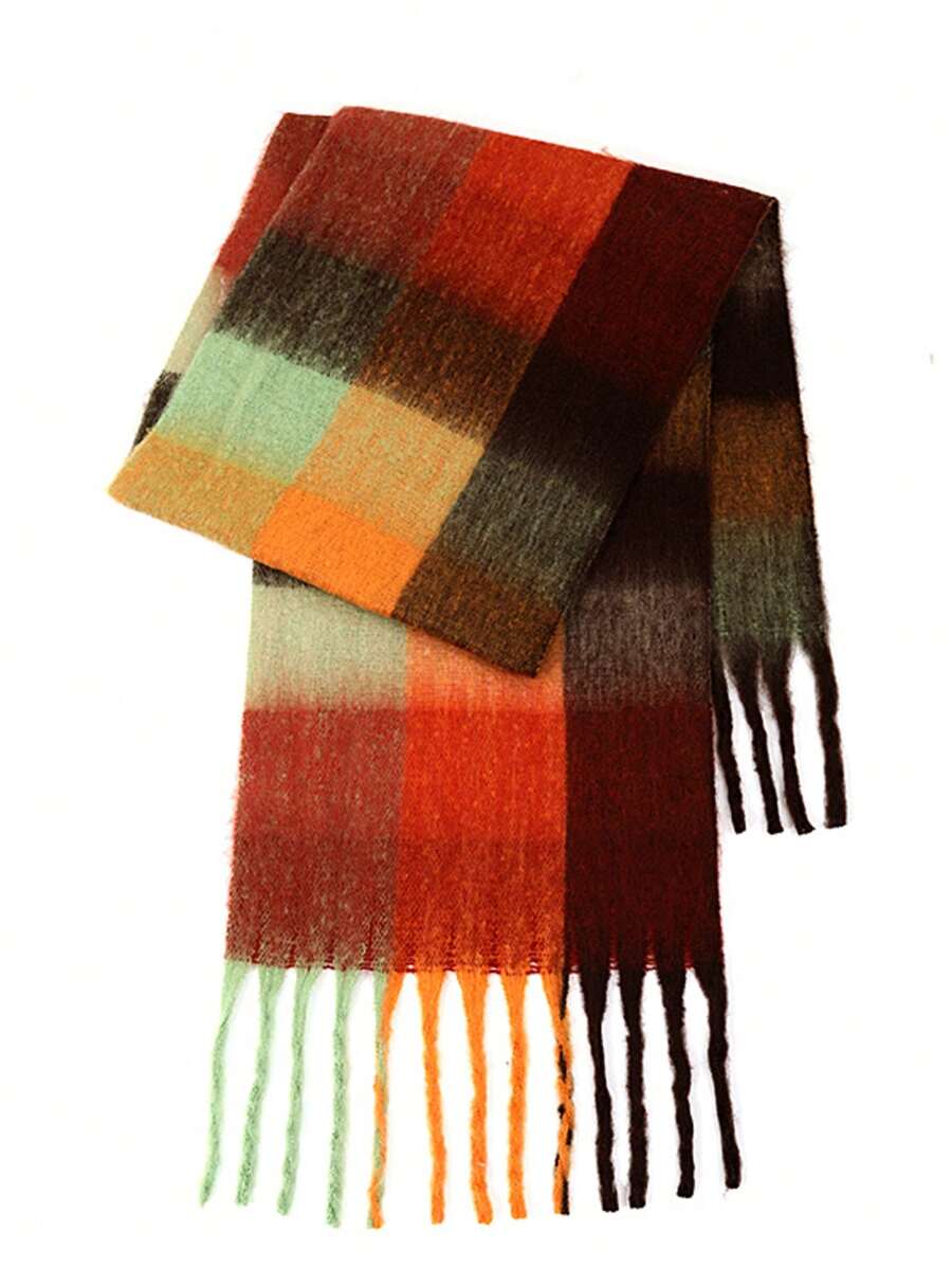 1pc Plaid Scarf, Soft & Warm, Long-Style, Cold-Proof Scarf For Autumn/Winter