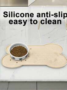1 peça de jogo americano em formato de osso, tapete antiderrapante de silicone para comida de cachorro, tapete para tigela de cachorro mais grosso, jogo americano para animais de estimação, alimentador de gato à prova d'água com borda elevada, tapetes de alimentação para filhotes e gatinhos, adequado para cães de pequeno e médio porte, bandeja de alimentação para gatos