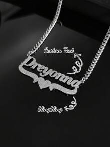 Collier sablé personnalisé à simple couche, pendentif personnalisé avec nom et symbole du serpent zodiac brillant, chaîne gourmette en acier inoxydable 201, nouvelle bijouterie 2025, cadeau pour la Saint-Valentin, la Fête des Mères, l'anniversaire, l'anniversaire de mariage