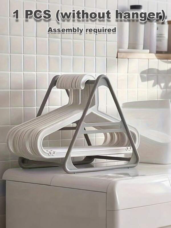 Space Saving Compact Hanger Storage Rack, Multifunctional Storage Rack, No Drilling Required Desktop Wall Mounted Hanger Organizer, Gray Made Of High Quality Material Sturdy And Durable, Multi-Purpose Storage At Home Balcony Bathroom Bedroom, Portable Design For Small Space, No Drilling Required To Install | Compact Frame | Plastic Structure, Vertical Storage, Lifting Space
