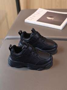 1 双儿童黑色帆布鞋，男童夏季运动鞋，透气女童黑色软底运动鞋 - 黑色 - 查看 5