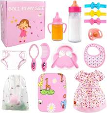 BNUZEIYI Accessories - Feeding And Caring Set With Diaper Bag, Bottles, Stuff Clothes Fit 14-16 Inch And 18 Inch Dolls