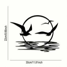 2D Flat Iron Sunrise And Seagulls Metal Wall Art. It Features A Circular Silhouette Design, Suiting Living Rooms, Bedrooms, Dining Areas, And Offices. It's An Elegant Home Decoration Gift Idea, Great For Home Adornment And Serves As The Perfect Room Decor.