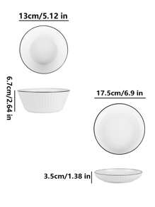 4pcs/2pcs Ceramic Vertical Stripe Bowls 5.1 Inches And Plates 6.9 Inches, Simple Handmade Ceramic Tableware, Japanese Rice Bowls, Dessert Bowls, Suitable For Home Kitchen, Dining Party, Kitchen Utensils, Oven And Microwave Friendly