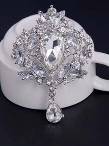 1 件装大号水晶复古吊坠胸针，适合女士或婚礼花束装饰珠宝配饰 - 銀色 - 查看 17