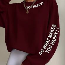 Women's Crew Neck Sweatshirt Plus Size Style Model: "You Happy Do What Makes Your Happy" - SPECIAL Launch 2025 - Màu Tím - Xem 1
