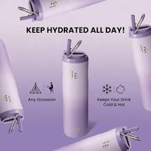 New-88  Insulated Water Bottle 24oz  Straw Lid And Handle For Sports Travel Gym Stainls Steel Water Bottl Double-Wall Vacuum Metal Le Proof - - purple ient - View 5