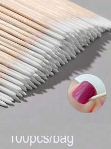 100pcs Ultra-Fine Disposable Nail Cleaning Sticks With Sharp Tip For Precision - Pack Of Small-Tip Wooden Toothpick-Style Sticks For Nail Care