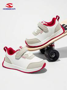 HOBIBEAR Red & White Kids Sports Shoes, Boys & Girls Outdoor Barefoot Shoes With Anti-Slip Wide Fit Flat Bottom Walking Shoes, Suitable For All Seasons, Recommend Ordering 0.5 Size Up For Comfort