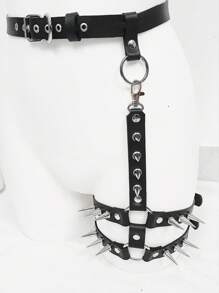 Cinturón de cintura gótico de PU con remaches para mujer, liga para muslo con estilo Y2K, arnés para la pierna para uso diario, regalo del Día de San Valentín, accesorio de carnaval, accesorio de lencería sexy para mujer
