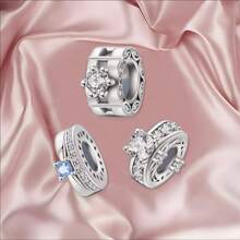 1 pièce Pendentif élégant en argent sterling S925 de la série Zirconia éternelle, pour créer des bracelets, colliers DIY, accessoires de bijouterie pour femmes, collier, bracelet, porte-clés, cadeaux de demoiselle d'honneur