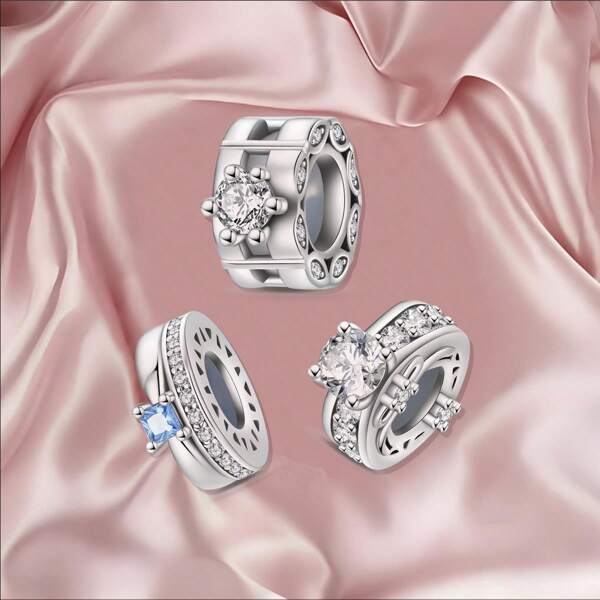 1 pièce Pendentif élégant en argent sterling S925 de la série Zirconia éternelle, pour créer des bracelets, colliers DIY, accessoires de bijouterie pour femmes, collier, bracelet, porte-clés, cadeaux de demoiselle d'honneur