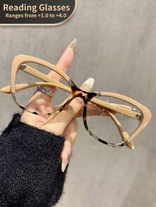 LiMiaoMiao 1 Stück Damen Katzenaugen Vintage Lesebrille, transparente klare vergrößernde Computer Lesebrille - Weiss - Übersicht 24