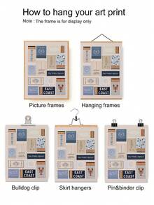 1 件蓝色火柴盒拼贴画，沿海千禧年壁画，学院风东海岸美学，海滩风墙画，无框 - 彩色 - 查看 4