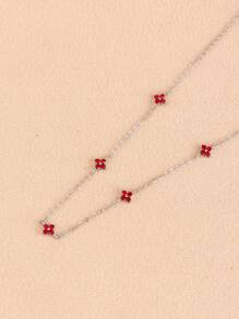 1 Pc Lucky Four Leaf Flower Necklace With Cold And Elegant Style, High Sense Collar Chain, Long Style, Elegant Tassel Neckchain, Female, Suitable For Women's Daily Wear ﻿