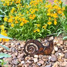 1pc Natural Rusted Countryside Metal Snail Garden Decor, Vintage Style, Outdoor Lawn Decoration, Sturdy Metal Structure, Perfect For Yard Decoration.