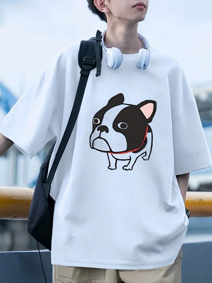 フレンチブルドッグ カートゥーンプリントTシャツ サマー