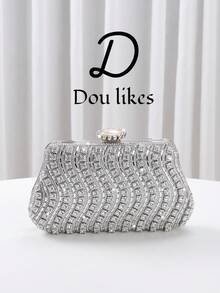 Women's Sparkling Crystal Decorated Evening Clutch Purse, With Metal Rhinestone Decor, Gleaming Box Style Wallet, Perfect For Creating A Charming Look, Suitable For Brides, Weddings, Parties, Balls, Birthday Gifts, Valentine's Gifts, Gatherings, Crossbody Bag, Handbag, Makeup Bag, Perfectly Matching New Year Outfits And Women's Party Dresses, Stylish Party Bag, Ideal For Parties, Weddings, Balls, Formal Dinners/Banquets