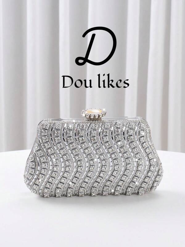 Women's Sparkling Crystal Decorated Evening Clutch Purse, With Metal Rhinestone Decor, Gleaming Box Style Wallet, Perfect For Creating A Charming Look, Suitable For Brides, Weddings, Parties, Balls, Birthday Gifts, Valentine's Gifts, Gatherings, Crossbody Bag, Handbag, Makeup Bag, Perfectly Matching New Year Outfits And Women's Party Dresses, Stylish Party Bag, Ideal For Parties, Weddings, Balls, Formal Dinners/Banquets
