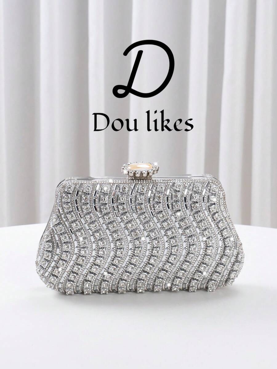Women's Sparkling Crystal Decorated Evening Clutch Purse, With Metal Rhinestone Decor, Gleaming Box Style Wallet, Perfect For Creating A Charming Look, Suitable For Brides, Weddings, Parties, Balls, Birthday Gifts, Valentine's Gifts, Gatherings, Crossbody Bag, Handbag, Makeup Bag, Perfectly Matching New Year Outfits And Women's Party Dresses, Stylish Party Bag, Ideal For Parties, Weddings, Balls, Formal Dinners/Banquets