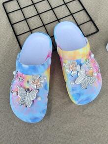 Elegante & süße vielseitige bunte Schmetterlinge Silber Kette weiche, bequeme Luftkissen Plateau Sandaletten im Straßen-Stil, langanhaltend und rutschfest mit Cut Out Design