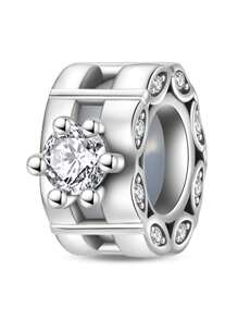 1 pièce Pendentif élégant en argent sterling S925 de la série Zirconia éternelle, pour créer des bracelets, colliers DIY, accessoires de bijouterie pour femmes, collier, bracelet, porte-clés, cadeaux de demoiselle d'honneur