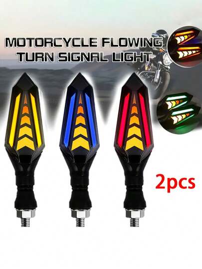 2Pcs LED Flowing Lights Set, 12V Motorcycle Modification Parts, Suitable For Street Sports Motorcycles, For Electrical Connection/Fixed Wiring Use, Battery Not Included