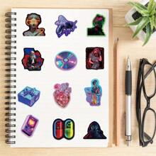 52pcs Colorful Edge Cyberpunk Style Cartoon Decals Graffiti Vinyl Waterproof Stickers Decorated Suitcase Water Bottle DIY Phone Laptop Computer Skateboard Luggage Helmet Self Adhesive, School Supplies,Back To School