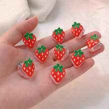 10/15 pièces Pince à cheveux de couleur bonbon douce, pince à frange simple et polyvalente, épingles à cheveux avec décoration de fleurs de fraise. Accessoires de cheveux élégants et pince à cheveux pour femmes