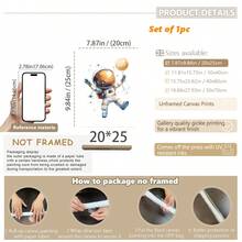 宇宙梦想家婴儿房三件套：1/3 太空冒险版画，配有漂浮的宇航员、土星环和复古火箭 - 独家婴儿星系墙饰套装。太空婴儿房装饰，宇航员婴儿墙饰，漂浮的星球版画，复古火箭婴儿房装饰， - 彩色 - 查看 17