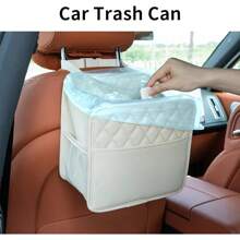 Car Seat Back Hanging Bag Car Document Holder Multi-Pocket Bottle Bag Storage Box Organizer Travel Tidy Pouch Pocket Kids Beige