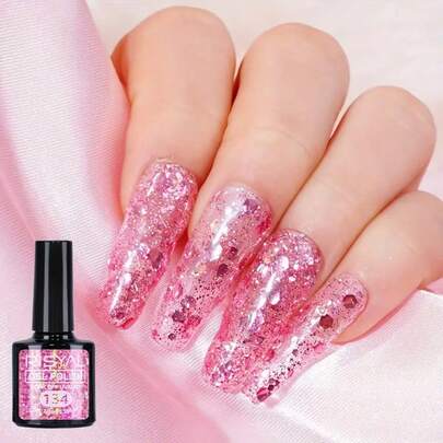 RISYAL Esmalte de uñas RISYAL morado con brillo de 7.3 ml, con acabado mate y brillante. El gel con purpurina se puede combinar libremente con otros geles de uñas para diseños DIY.