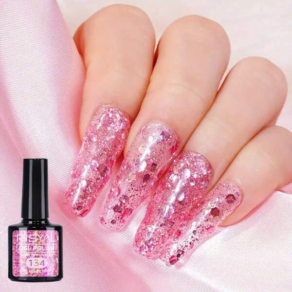 RISYAL RISYAL Purple Glitter Single Nail Polish Gel 7.3Ml Matte And Glossy Glitter Nail Gel Can Be Freely DIY Combined With Other Nail Gels.