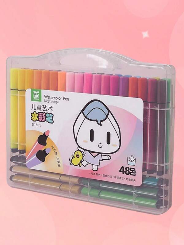 12/24/36 Colors Washable Marker Pen Set, Children Art Drawing Kit, Boys Girls School Supply Watercolor Pens, Back To School Perfect Gift, School Award (Some Colors And Words May Be Random)