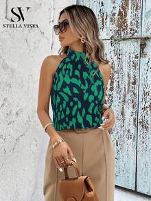 Elegant Women's Turtleneck Tank Top - Verde Oliva - Ver 5