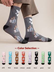 1 par de calcetines de tubo medio personalizados con cara de mujer, Puede poner cualquier rostro en los calcetines, Calcetines personalizados con fotos, Par de calcetines con diseño de imagen personalizada interesante, adecuados para el Día de San Valentín, cumpleaños, regalos y otras ocasiones, personalizados, divertidos, ricos y coloridos, diseño creativo de anime y caricatura, regalos navideños