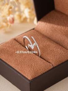 1pc Minimalist Versatile Cubic Zirconia Silver Jewelry Adjustable S925 Sterling Silver Ring, Unisex Everyday Wear, Suitable For Couples, Gifts, Holidays, Parties, Music Festivals, Beach Vacations