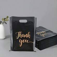 100pcs/50pcs/20pcs Reusable Black Plastic Shopping Bags - Ideal For Gifts, Christmas, Parties, Shops And Boutiques - 50pcs - View 7