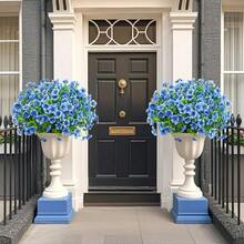 24 Bundles Artificial Flowers For Outdoors Fake Silk Flowers UV Resistant Faux Plastic Plants For Spring Summer Garden Porch Window Box Table Vase Home Indoor Outdoor Decoration, Mixed - Blue - View 4