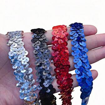 不脱落亮片蕾丝丝带 2 厘米 X 5 码，弹力蕾丝饰边，带防锈涂层，舞台服装婚礼配饰和 DIY 礼品包装