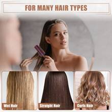 2 In 1 Round Barrel Hair Brush Kit For Women With Small Boar Bristle Round Brush, Professional Hair Styling For Blow Drying, Curling, Scalp Massage, Wet And Dry Use (Pink & Brown)