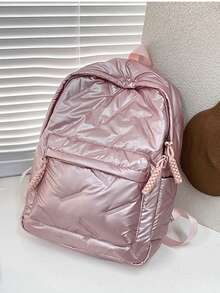 Mochila Universitaria y Mujer | Gran Capacidad y Impermeable | Estilo Clásico o Diseño Diamantes/Stitch | Multicompartimentos para Estudiantes Secundaria/Universidad | Ideal Colegio, Campus, Temporada Escolar y Uso Diario - Rosa - Ver 3