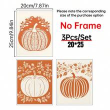 3PCS Halloween Pumpkin Wall Art Print Spooky Pumpkin Poster Kitchen Living Room Wall Decor, Farmhouse Print, Canvas Halloween, Room Decor Aesthetic, Posters For Room , Canvas Wall Art, Optional Frame,Wall Decor, Bedroom Decor. ,Halloween Decor Home Decor Fall Decor