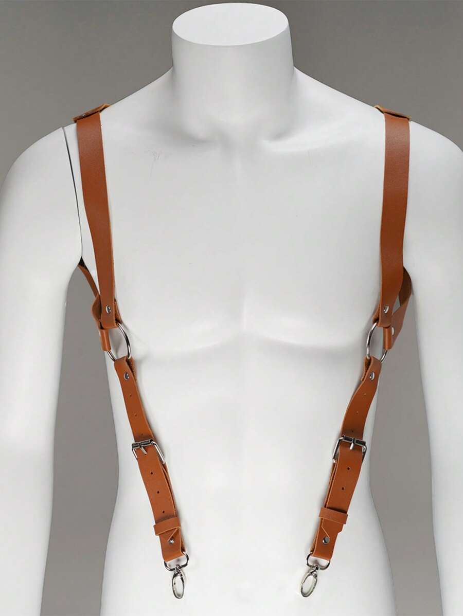 1pc Lace-Up Decor PU Leather Rivet Inlaid Men's Sexy Accessory