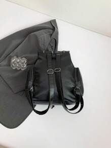 Handmade Y2K Baddie Millennium Soft Leather Backpack With Dark Cross And Chain, Commuting Bag